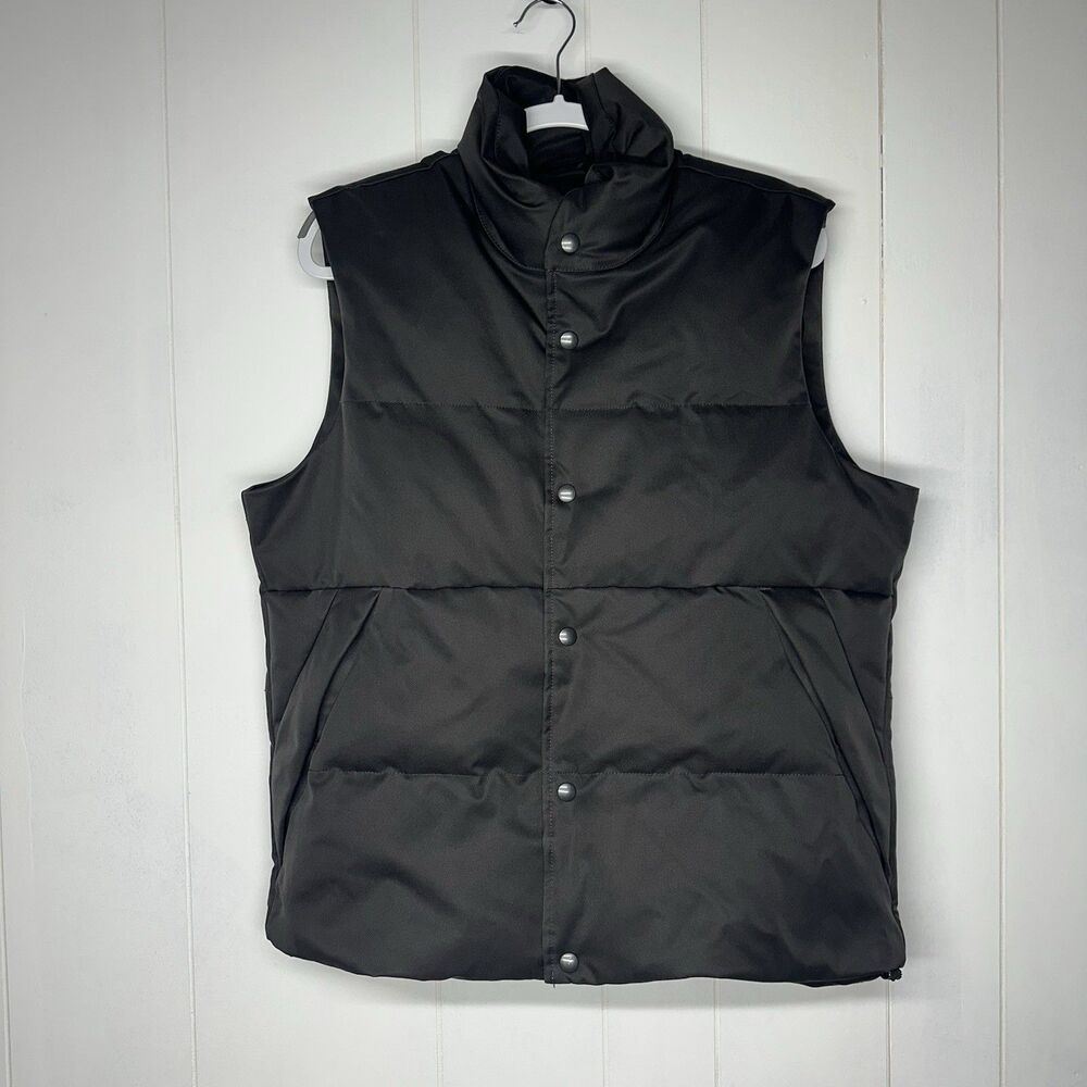 Banana Republic Puffer Vest Mens Size Large Gray Snap Front Quilted